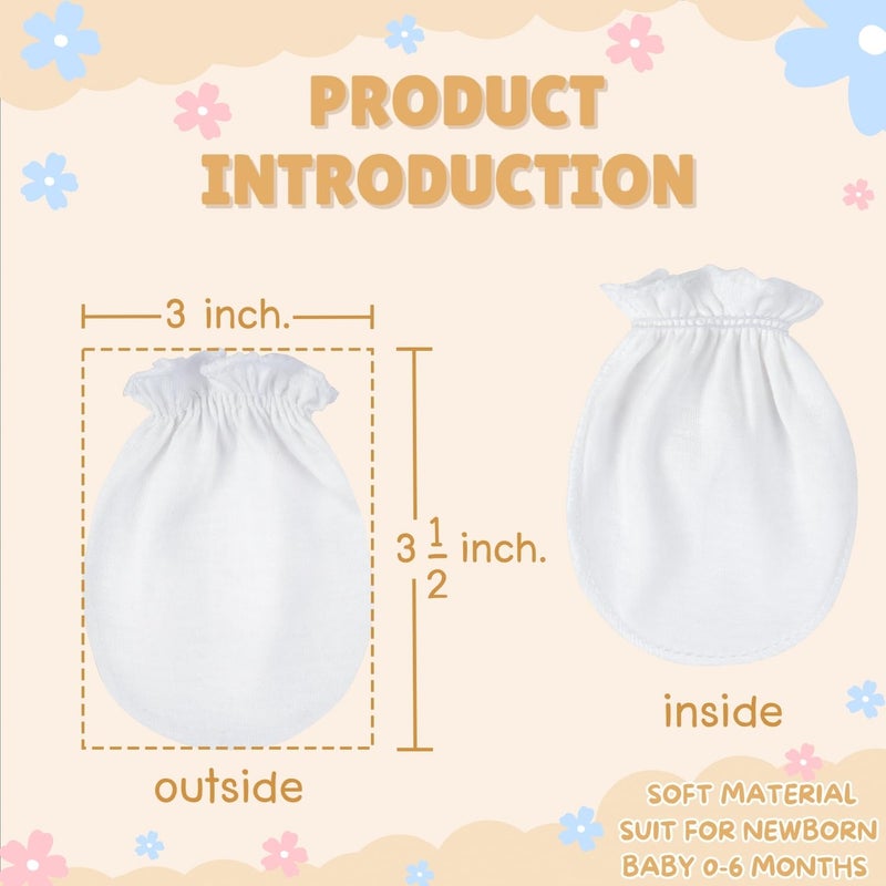 RATIVE Newborn Baby Cotton Gloves Sleep Sleeping No Scratch Mitten Mittens Mitts Set for 0-3 0-6 Months Boy Boys Girl Girls (9 Pairs/white) - Image 2